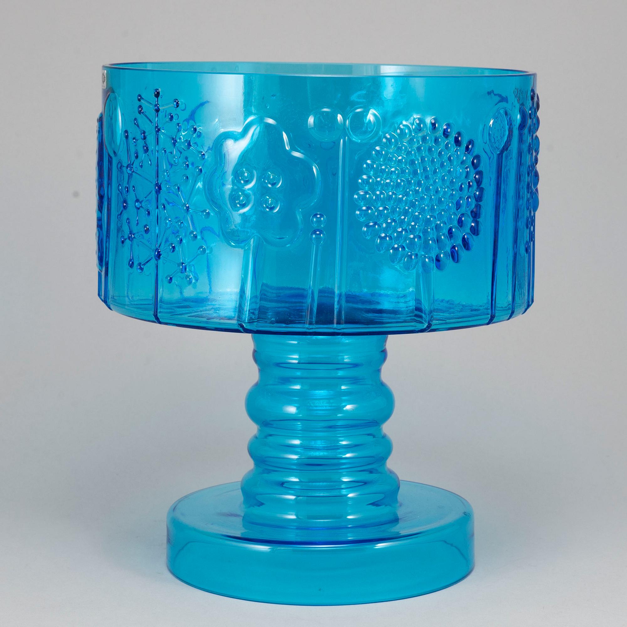 OIVA TOIKKA, skål på fot, glas, "Flora"-serien,  Nuutajärvi Notsjö.