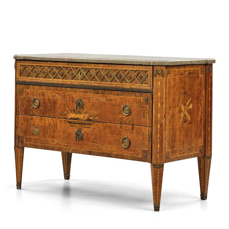 A Gustavian marquetry commode by N. P. Stenström (master in Stockholm 1782-90).