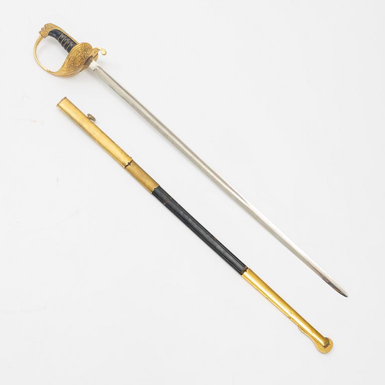 A Swedish Navy officer's sword with scabbard, second part of the 19th Century.