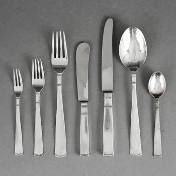 BESTICKSERVIS, 42 delar, silver, "Rosenholm", GAB, Stockholm, 1950-/60-/70-tal. Vikt exkl delar med metallblad ca 1067g.