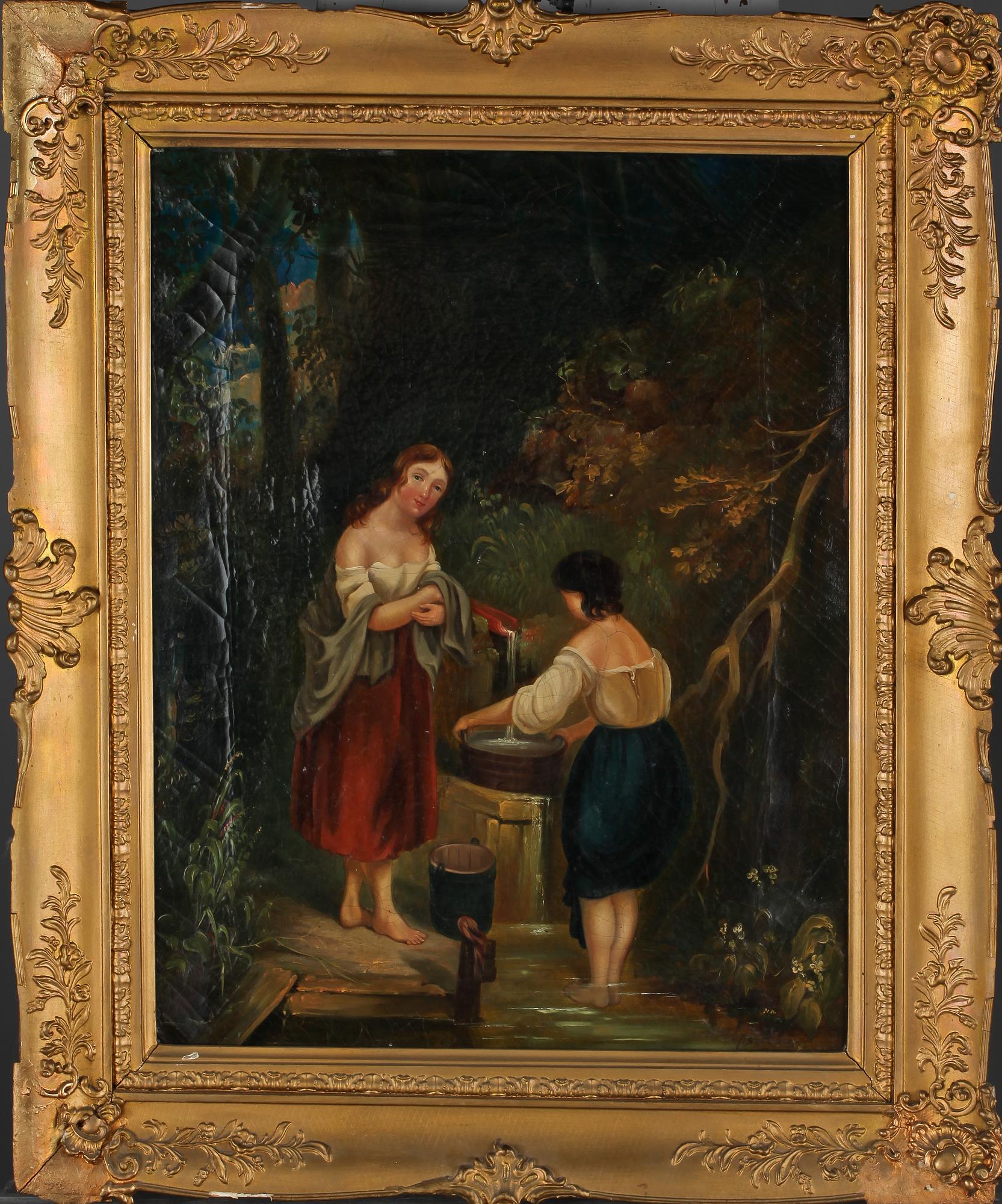 OKÄND KONSTNÄR, olja på duk, otydligt signerad, 1800-tal.