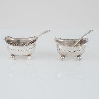 An English Set of Silver Salt Cellars, mark of James Dixon & Sons Ltd, Sheffield 1902 (4 pieces).