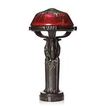 Emy Wahlström, an Art Nouveau bronze table lamp, Herman Bergman, Stockholm, early 1900's.