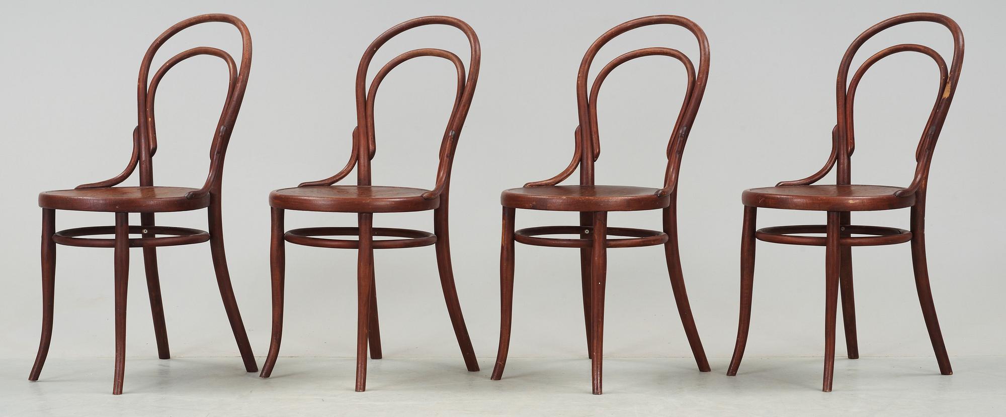 STOLAR, 4 st, bl.a. etikettmärkta Thonet, 1900-tal.