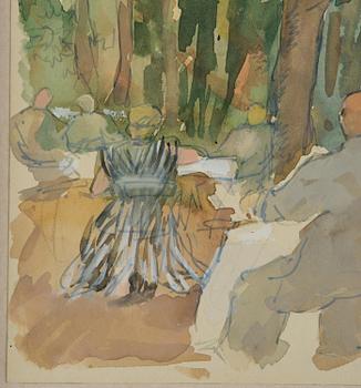 Lotte Laserstein, Café scene under the trees.