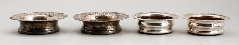 COASTERS, 2 par, pläter, England 1800-/1900-tal.