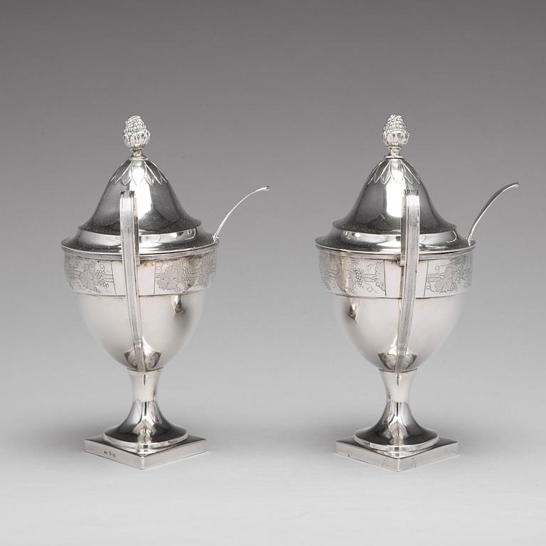 A pair of Baltic sugar-bowls and spoons, mark of Johann Gottfried Möring, Reval (1790-1818 (1820)).