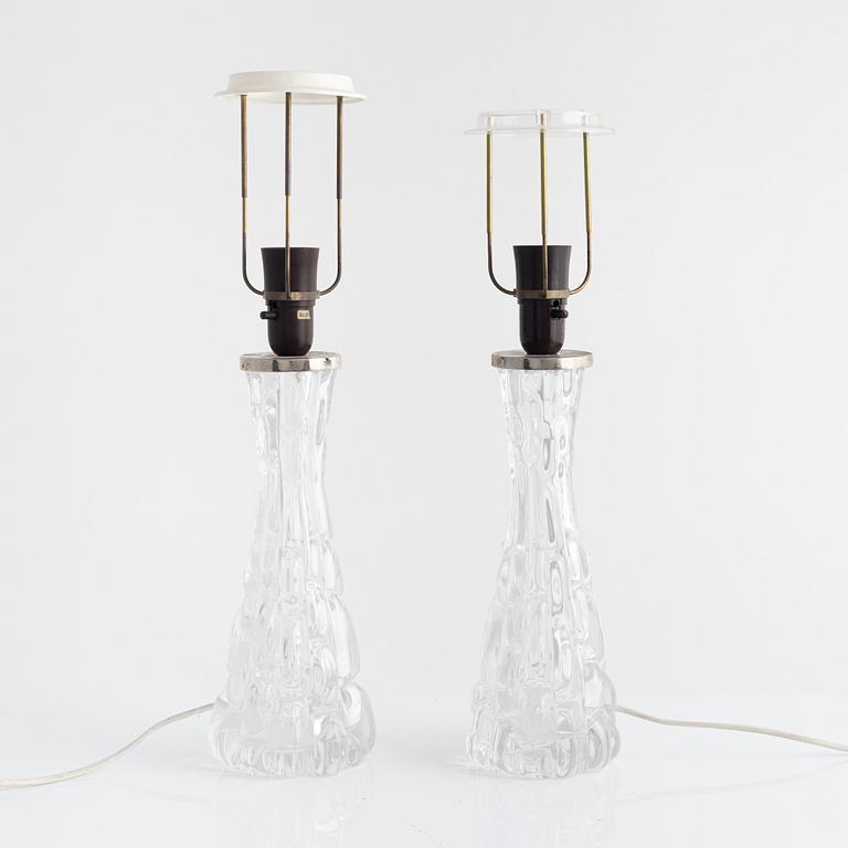 Carl Fagerlund, a pair of Orrefors Glass Table Lights.