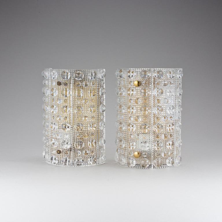 VÄGGLAMPETTER, ett par, "RD 1967", Carl Fagerlund, Orrefors, 1960-tal.