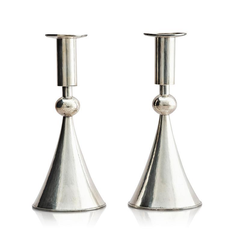 A pair of Swedish sterling silver candlesticks, marks of Sigurd Persson, Stockholm 1959.
