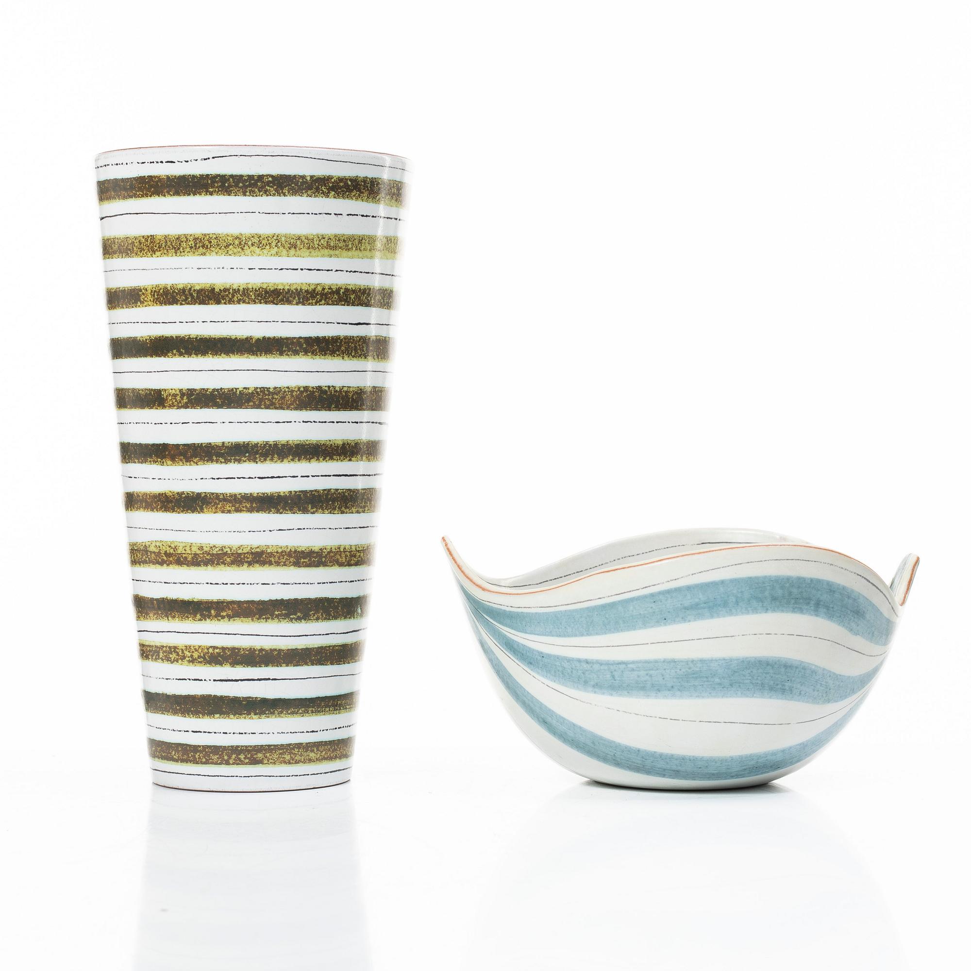 Stig Lindberg, A faience vase and bowl, Gustavsberg.