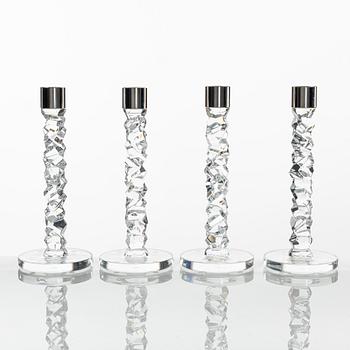 Lena Bergström, a group of four 'Carat' candlesticks, Orrefors.