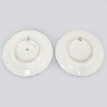 Two faience chargers in historic style, Italy, late 19th century.