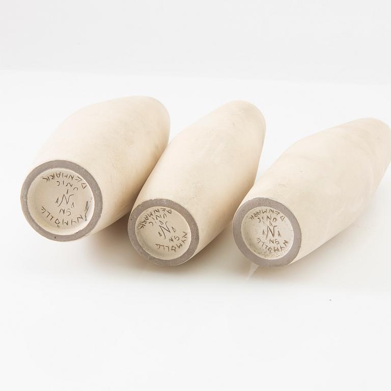 Gunnar Nylund, vases 3 pcs. Nymölle 1950s/60s, Denmark.