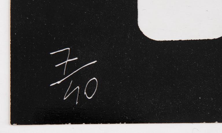 Joe Tilson, färgserigrafier och résin, 5 st, 1968, signerade 7/40.