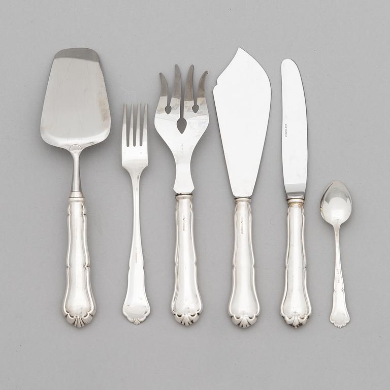 A 24-piece set of 'Chippendale' silver cutlery, Finnish hallmarks 1987-91.