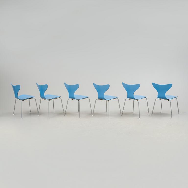 STOLAR, 6 stycken, "Liljan", Arne Jacobsen, 1970-tal.