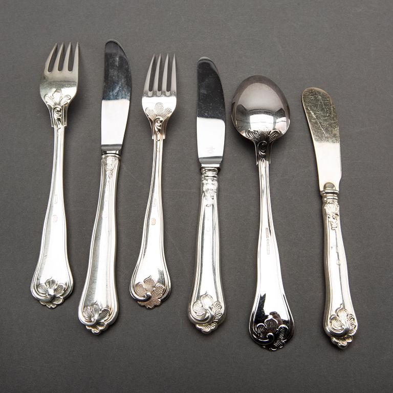 COHR, a part silver cutlery, Denmark, mid 20th century (52 pieces) + 6 pieces bl.a. MEMA, 1990-2000's. Weight 2900 gram.