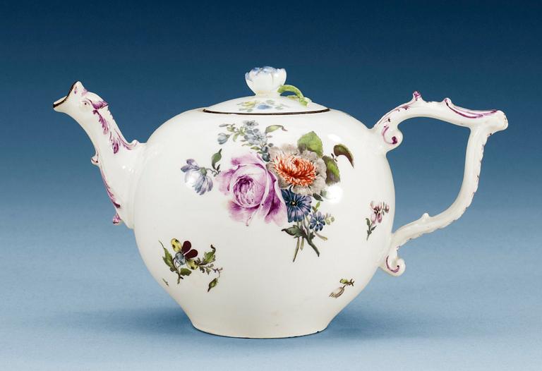 A Meissen teapot with cover, 18th Century.