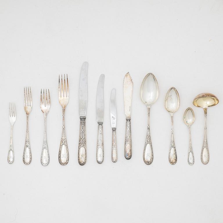 An 89-piece "Louis XVI" silver flat ware set, C.G.Hallberg, 1930-1938.