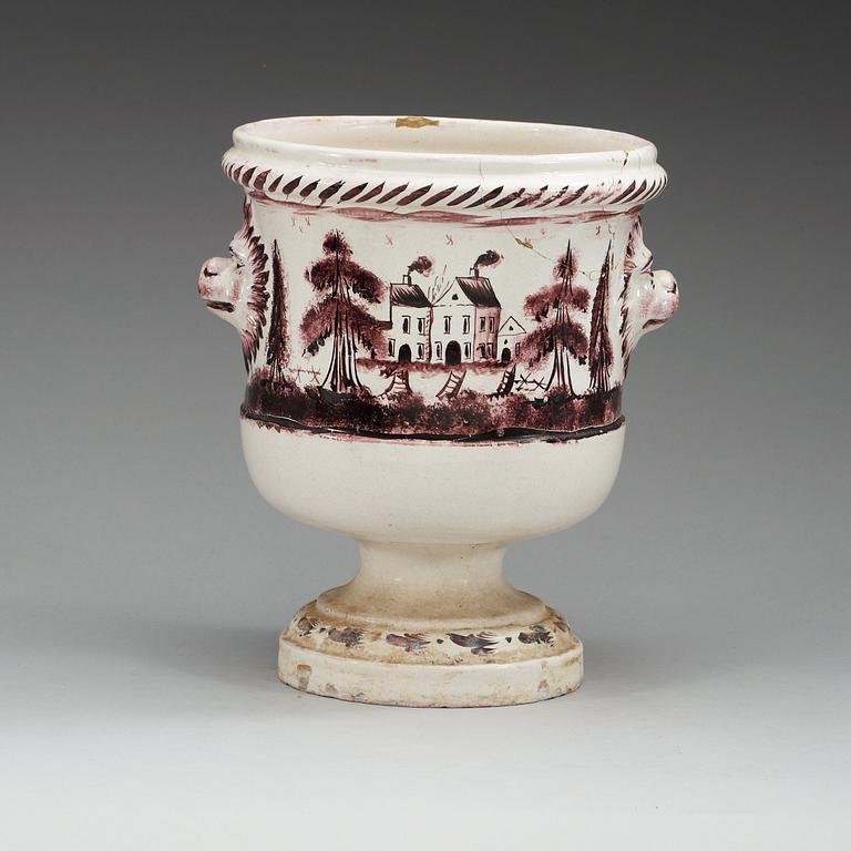 A Swedish Rörstrand faience champagne cooler, 18th Century.