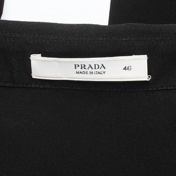 PRADA, a black chiffon pleated blouse. Size 46.