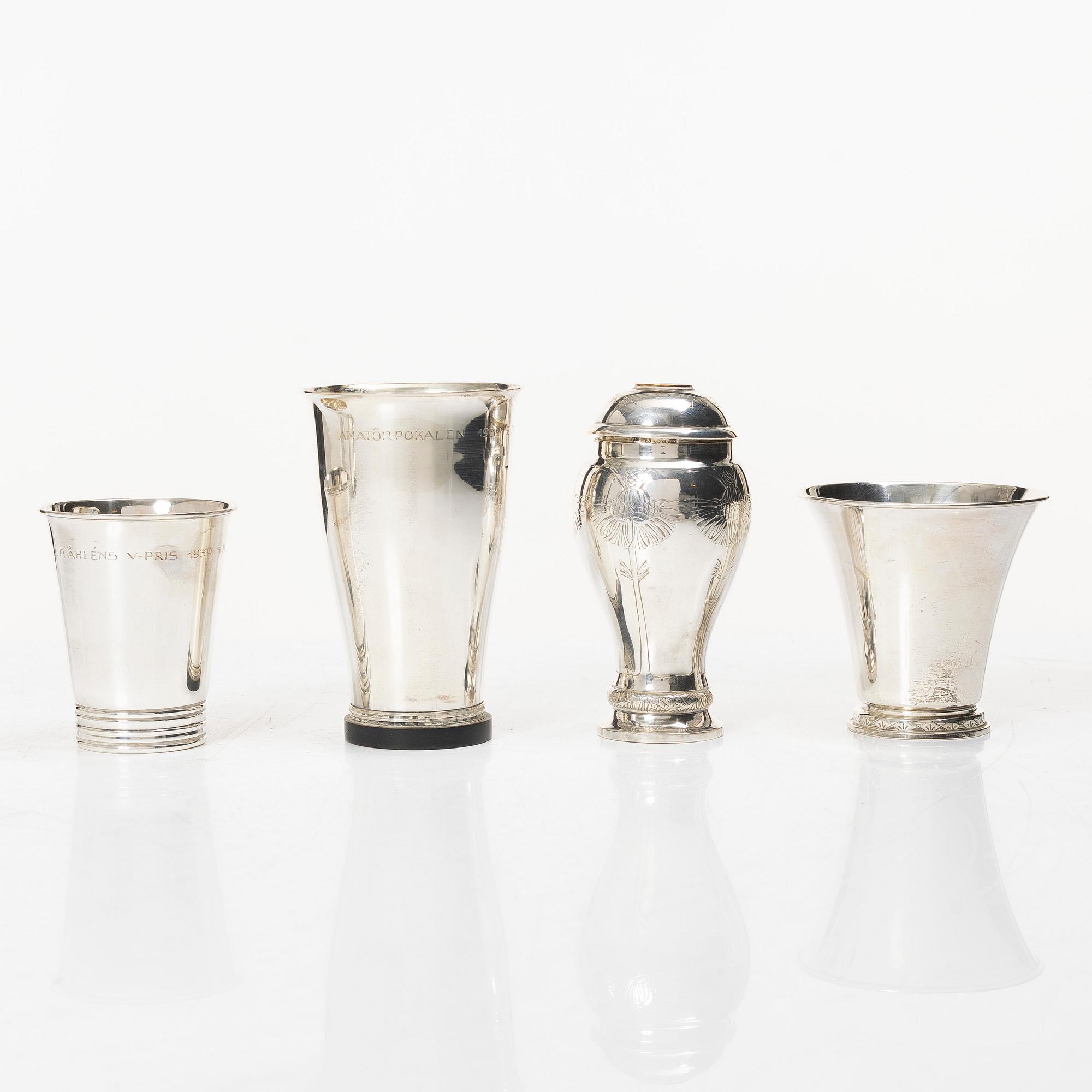 Bägare, 7 st, silver, GAB, 1900-tal.