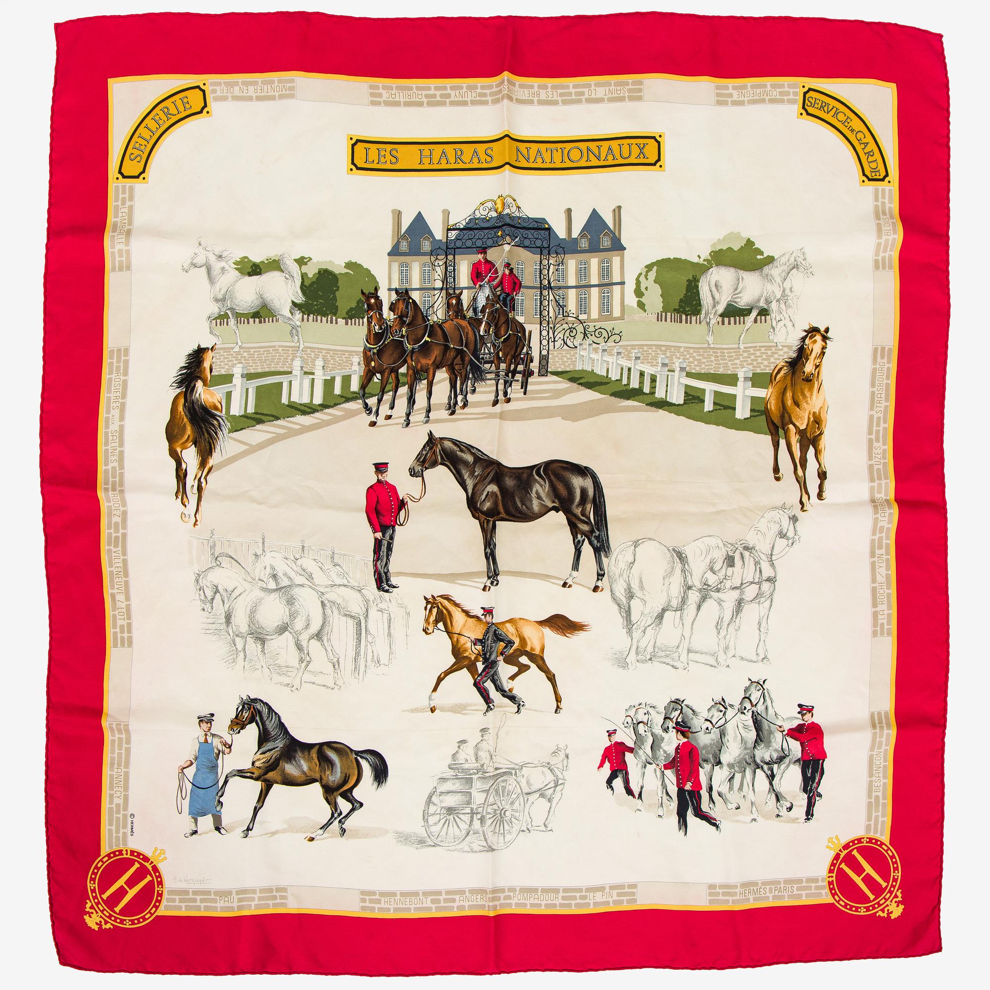 Hermès, scarf, "Les Haras Nationaux".