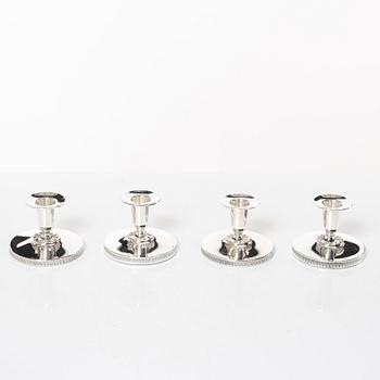 Ljusstakar, 4 st, silver, K&EC, Göteborg 1958-62.