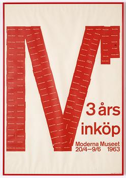 Exhibition poster, "3 års inköp, Moderna Museet", 1963.