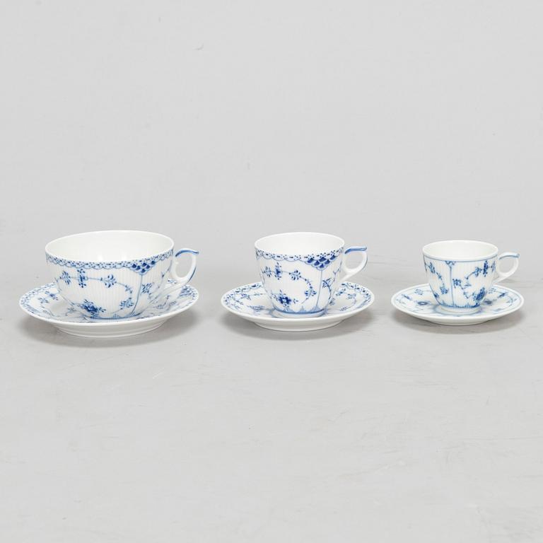 Royal Copenhagen, a 55-piece 'Musselmalet' porcelain coffee and tea service, Denmark 1955-58.