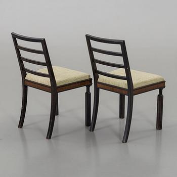 Three swedish art deco chairs, about 1930.