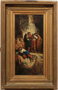 OKÄND KONSTNÄR, olja på pannå, Frankrike, 1800-tal.