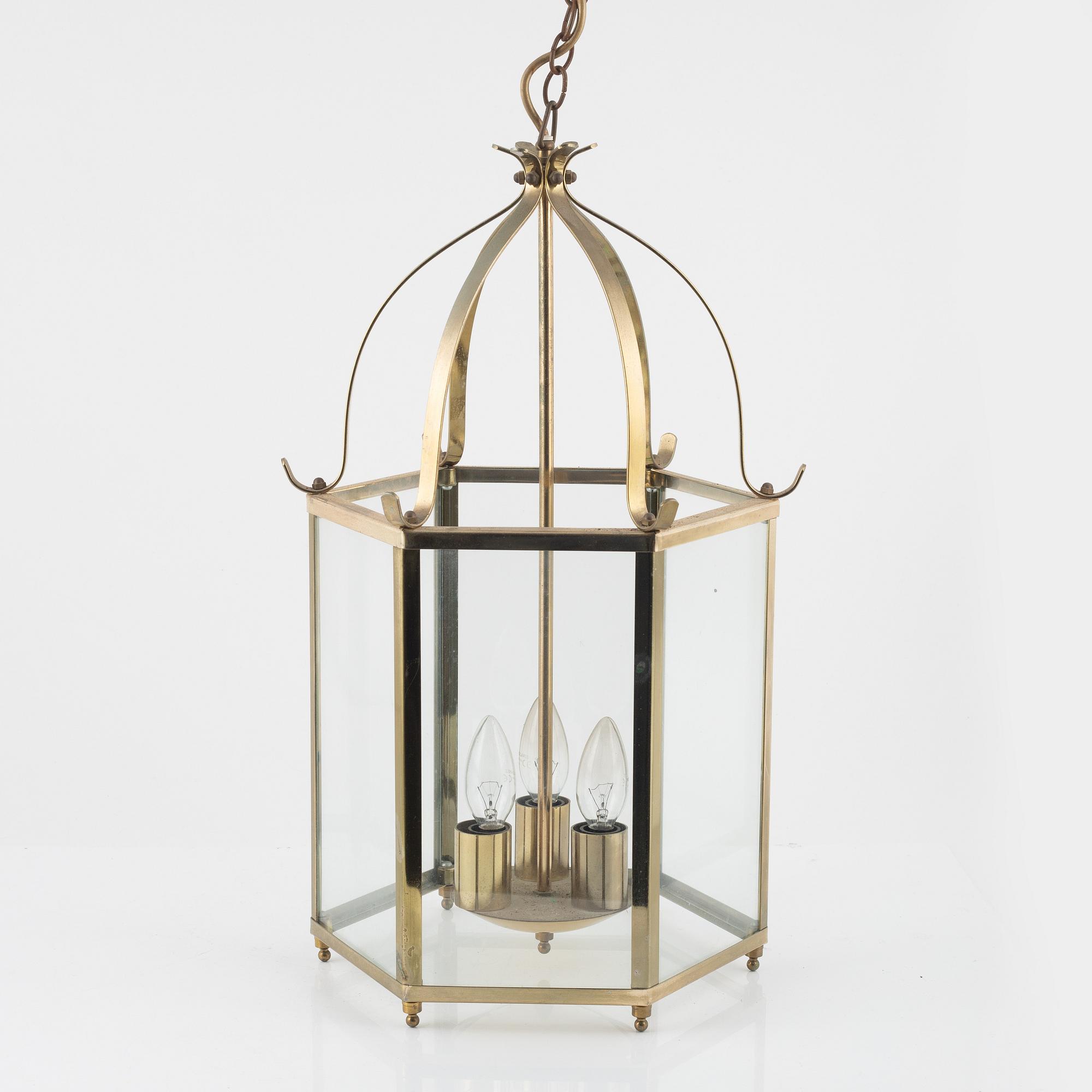 A brass lantern, second half of the 20th century.