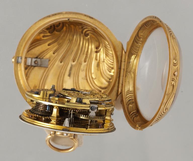 A French 18th century pocket watch by Lepaute, dial face marked "Lepaute" clockwork marked "Lepaute No 428 au Luxembourgs".