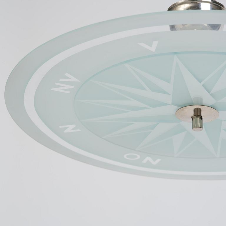 Simon Gate, a ceiling lamp model GD 652, Orrefors, 1930s.