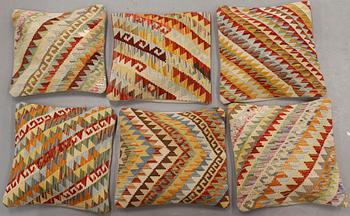 Six kilim cushions, Ca 45 x 45 cm.