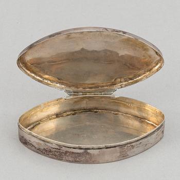 Dosa, guld, samt dosor, 4 st, silver. 1800-1900-tal.