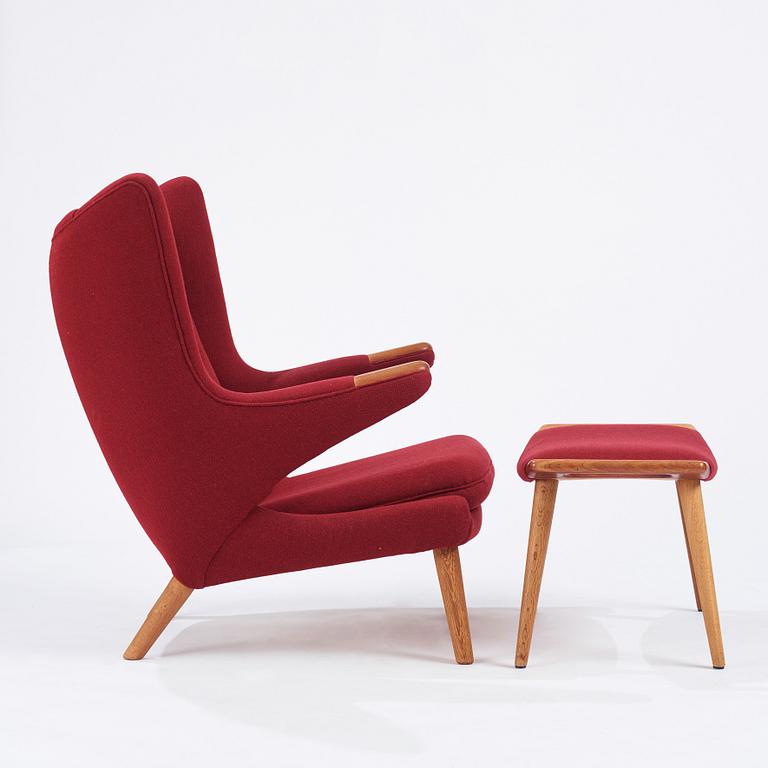 Hans J. Wegner, a Papa Bear chair and ottoman, Denmark, probably 1950s-1960s.