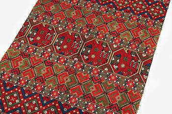 A flat-weave (krabbasnår) bed cover, c. 215 x 118 cm, South-West Scania, dated 1844.