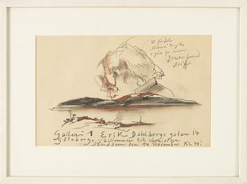 Horst Janssen, mixed media, signed.