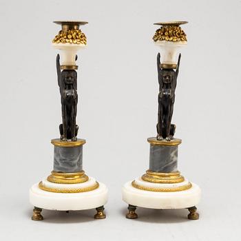 A pair of late Gustavian candlesticks, circa 1800.