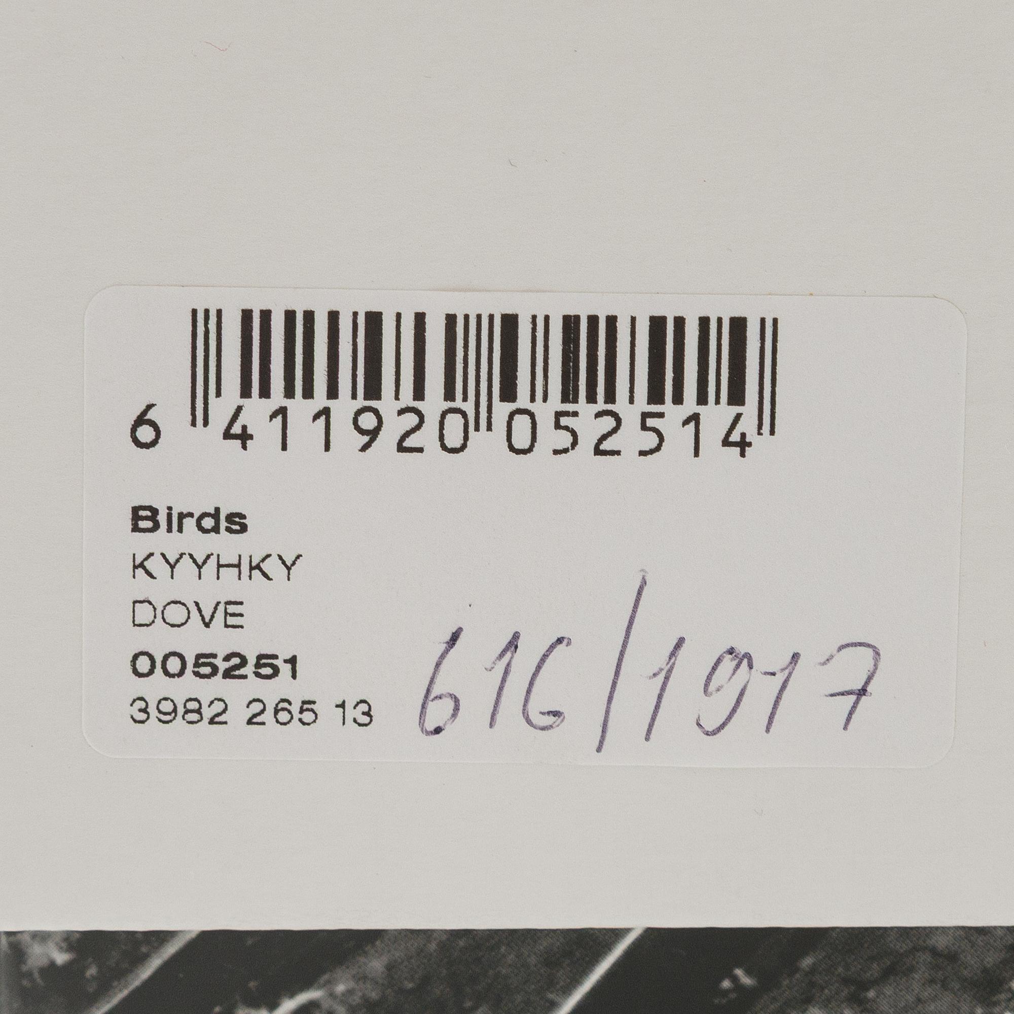 Oiva Toikka, An anniversary bird 2007, 'Dove', signed O. Toikka Nuutajärvi 616/1917.
