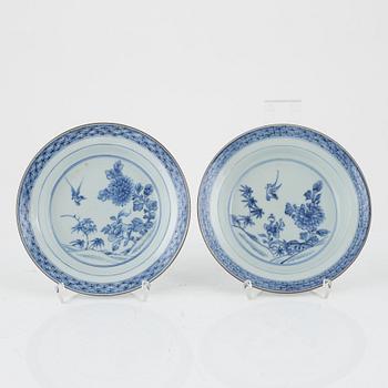 A set of eight blue and white dishes, Qing dynasty, 18th Century.