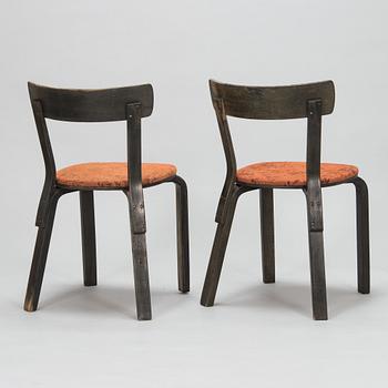 Alvar Aalto, stolar, 2 st, modell 69, O.Y. Huonekalu- ja Rakennustyötehdas A.B. 1940-tal.