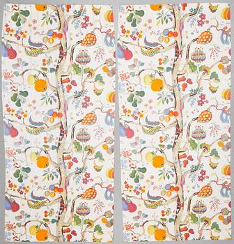 GARDINLÄNGDER, ett par, "Vegetable Tree", Josef Frank, Firma Svenskt Tenn.