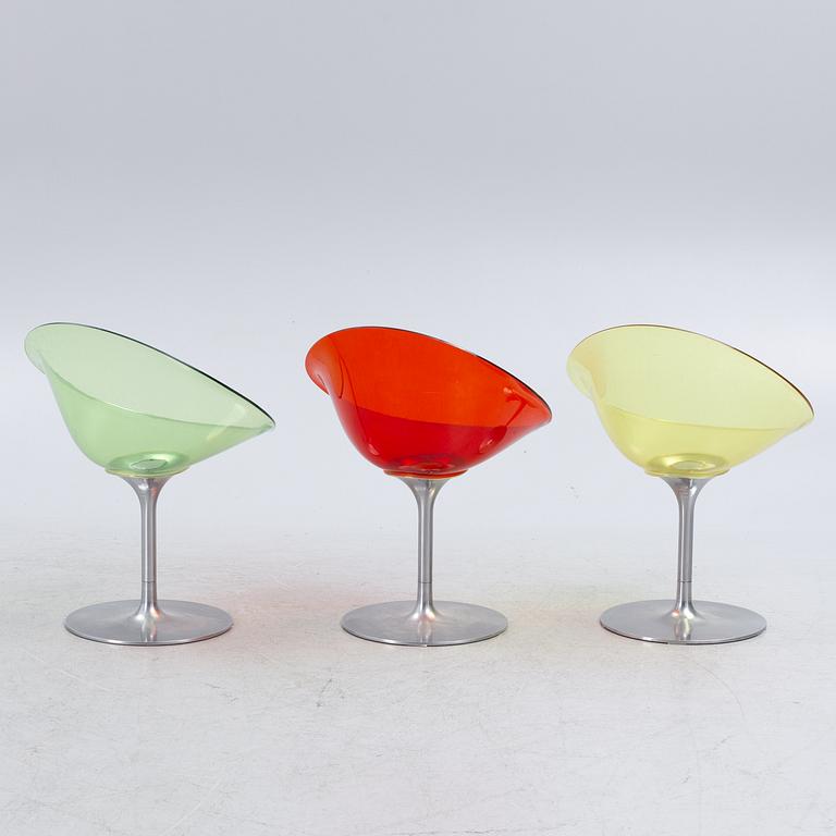 Philippe Starck, three 'EroS' chairs, Kartell, Italy.