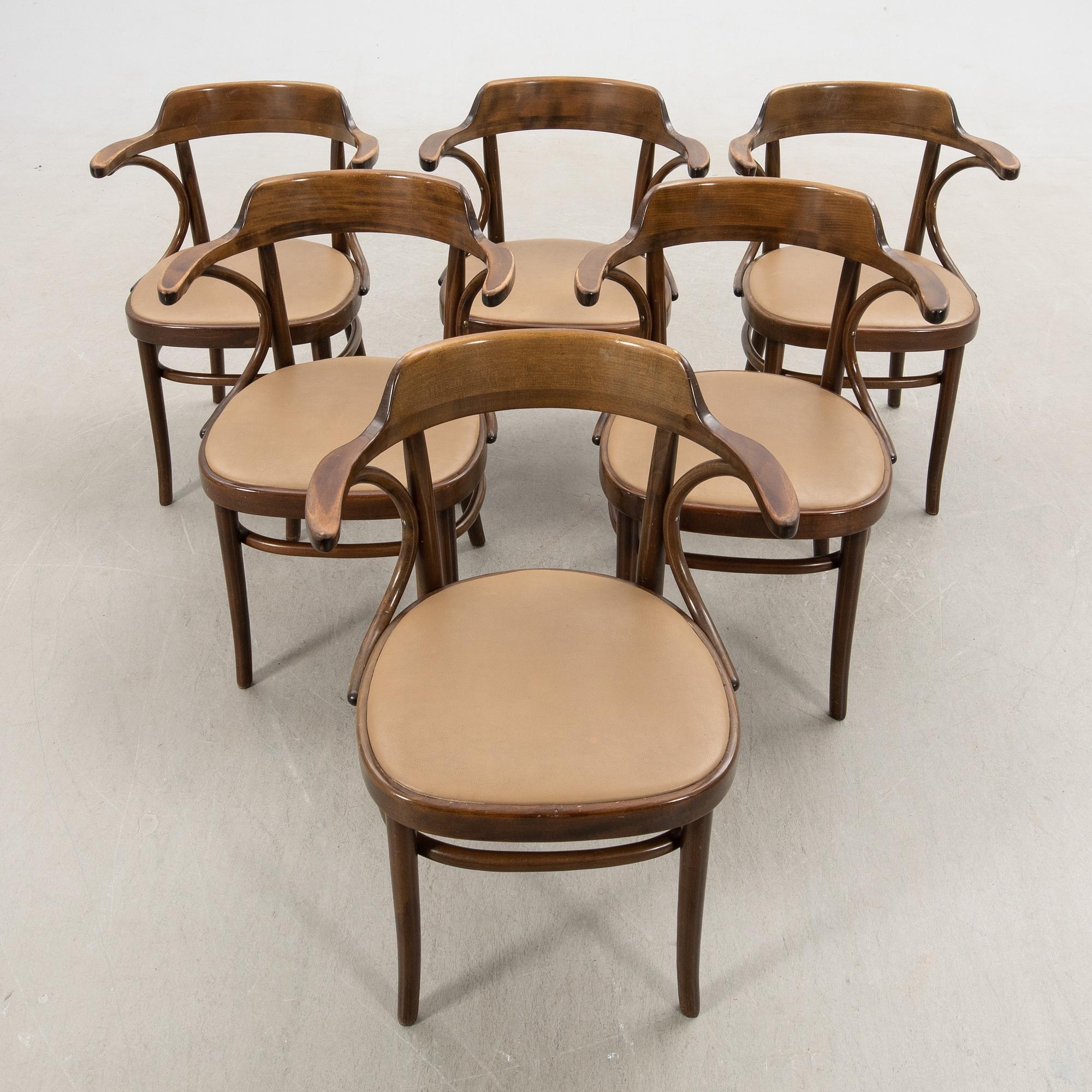 Karmstolar 6 st Gemla "Cattelin" sent 1900-tal.