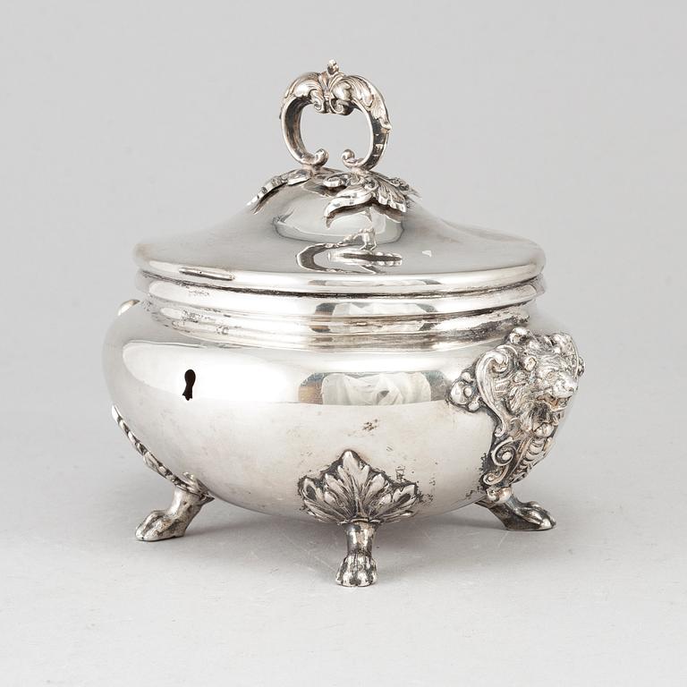 A German late 19th century silver sugar-box.