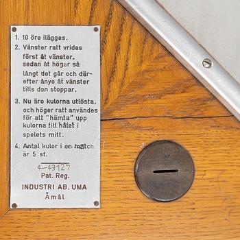 Flipperspel, Industri AB UMA, Åmål, 1950/60-tal.